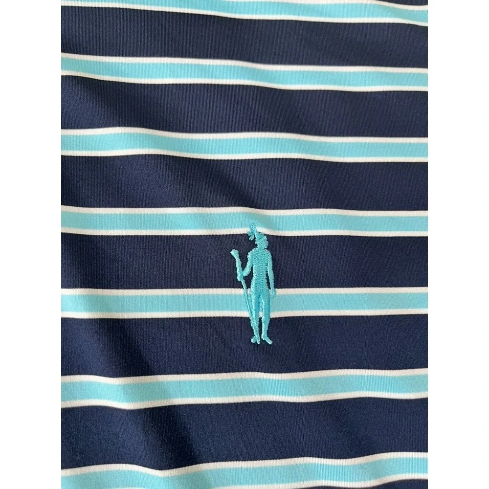 RLX  Ralph Lauren Wicking Polo‎ Shirt Mens  Blue White Striped  Size XL